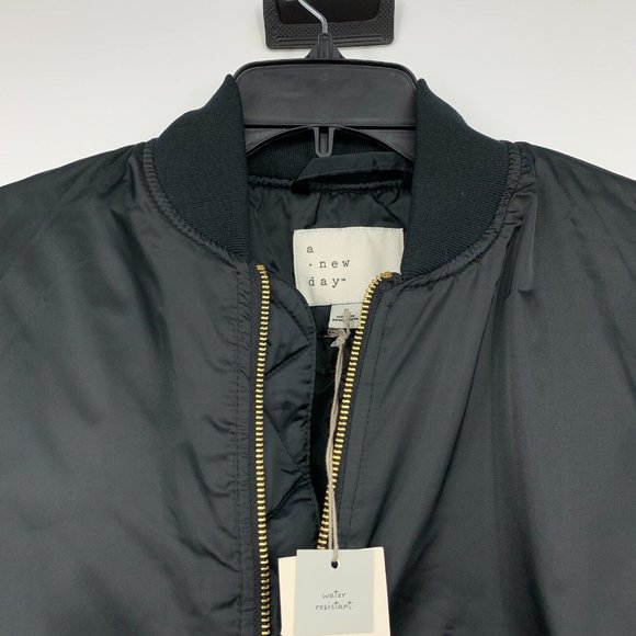A New Day Bomber Jacket Black Full Zip Water Resistant NWT - Picture 4 of 10